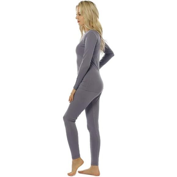 2 Sets Women' Thermal Underwear Fleece Lined Top Bottom Base Layer - Picture 4 of 6